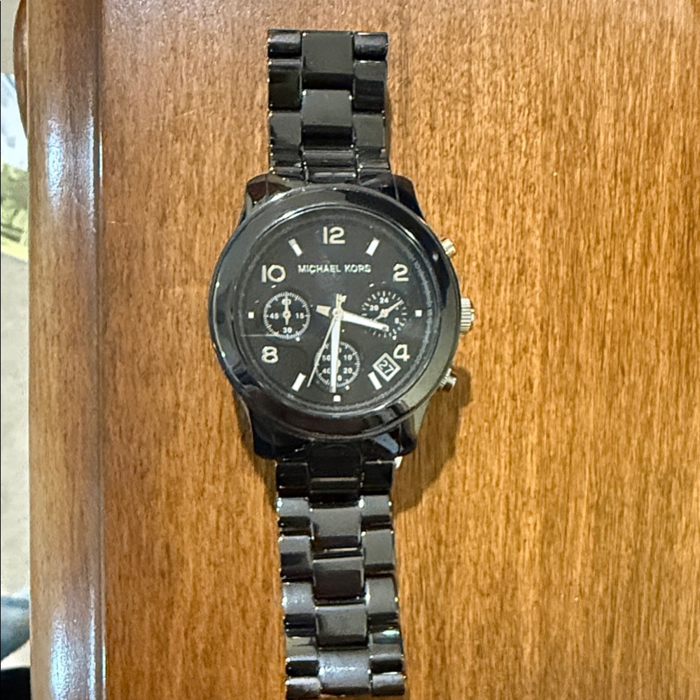 Michael Kors Black Ceramic Chronograph Bracelet Watch with Date